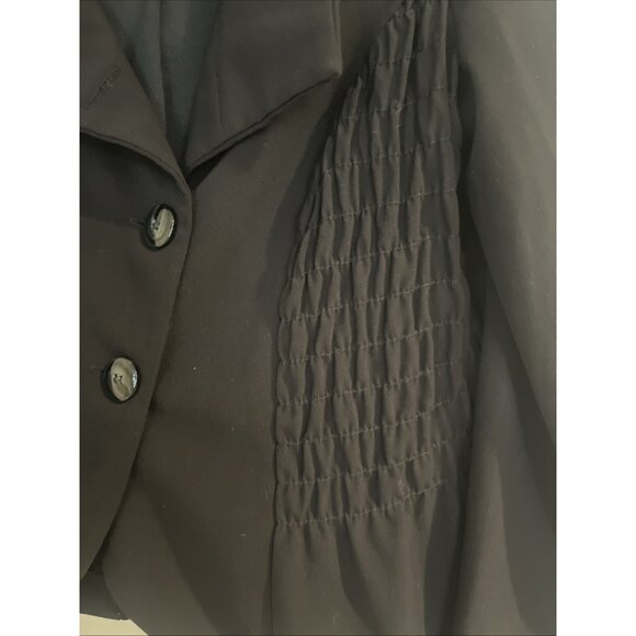Joseph Ribkoff Jacket Womens sz8 Black Bolero Crop Blazer 4 Button Ruching - Picture 3 of 12